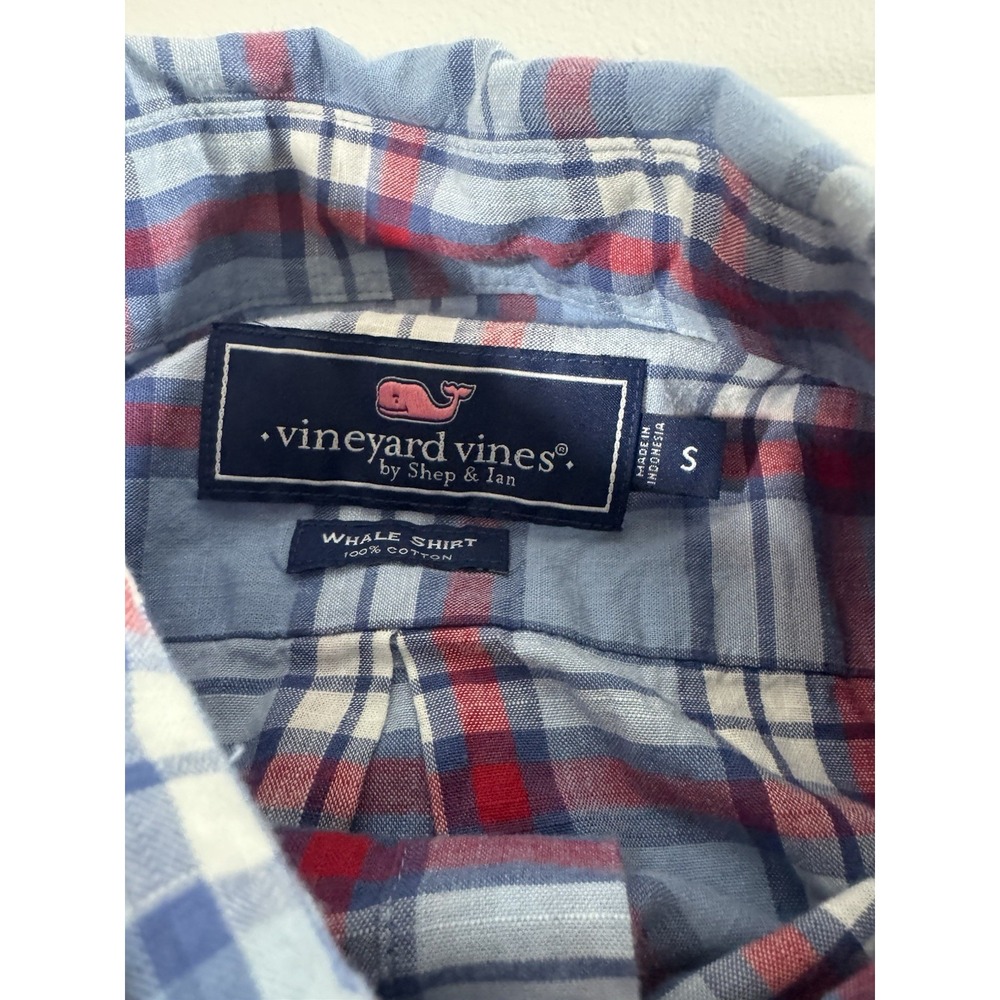 vineyard vine whale shirt Men's Size Small Blue/red/white plaid - Picture 3 of 8